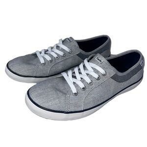 Keds Gray Pinstripe Lace-Up Sneakers | Women’s 8.5